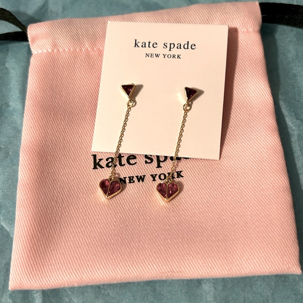 Kate Spade Linear Red Heart Earrings Nwot 48$